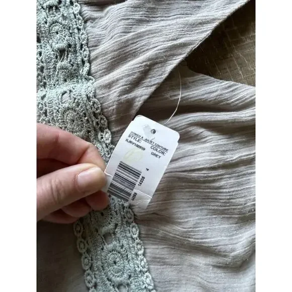 Romeo + Juliet Couture Maxi Dress Womens M Taupe Boho Gauze Crochet Beach NWT - Picture 7 of 13